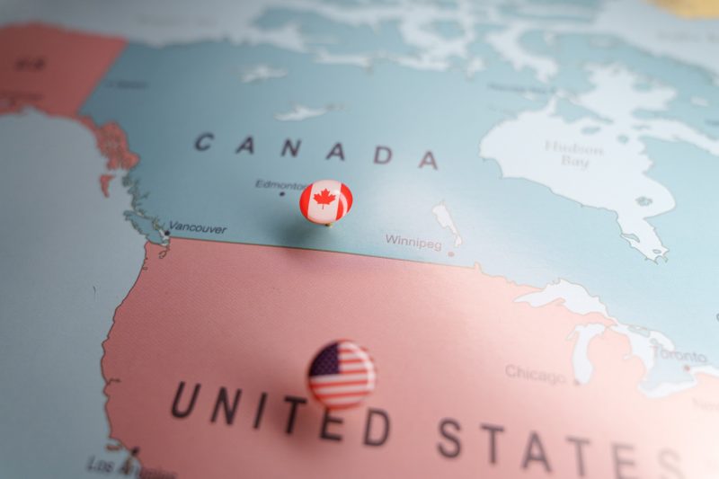 mapa Terytorium - USA, Kanada